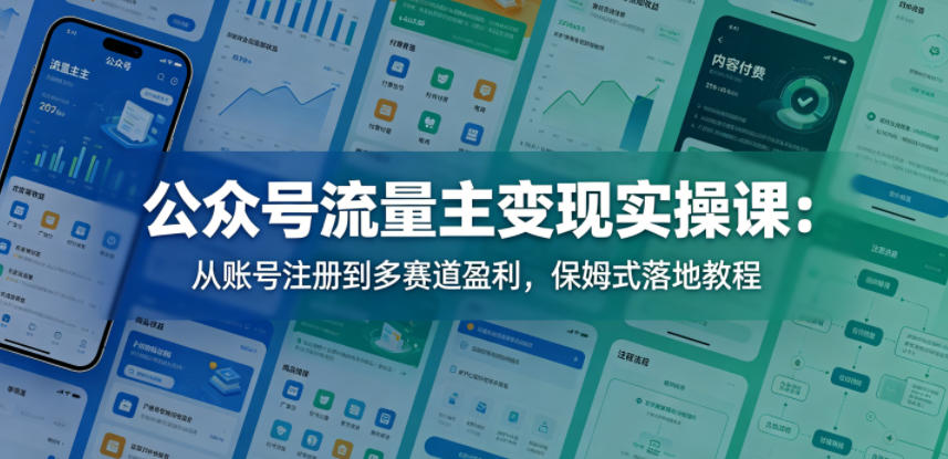 公众号流量主变现实操课：从账号注册到多赛道盈利，保姆式落地教程-百盟网