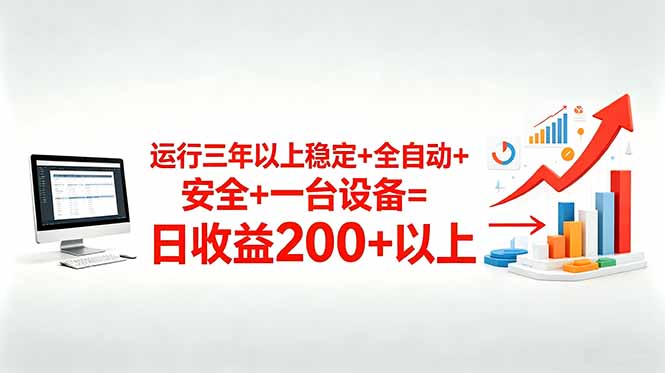 三年以上稳定+全自动+安全+一台设备=日收益200+-百盟网