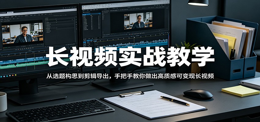 长视频实战教学,从选题构思到剪辑导出,手把手教你做出高质感可变现长视频-百盟网