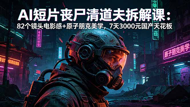 AI短片《丧尸清道夫》拆解课:82个镜头电影感+原子朋克美学,7天3000元国产天花板-百盟网