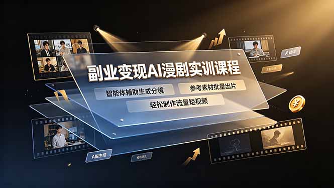 副业变现AI漫剧实训课程，智能体辅助生成分镜，参考素材批量出片，轻松制作流量短视频-百盟网