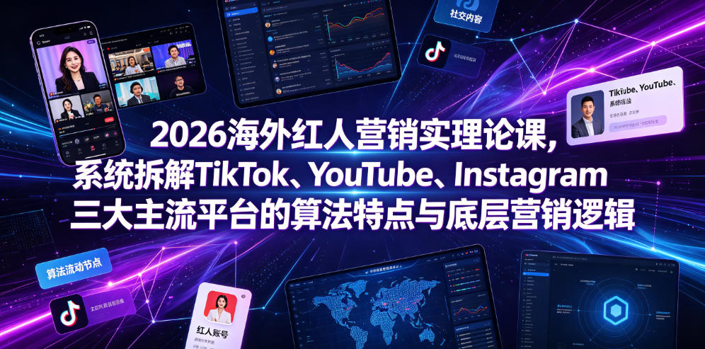 2026海外红人营销实理论课，系统拆解TikTok、YouTube、Instagram三大主流平台的算法特点与底层营销逻辑-百盟网