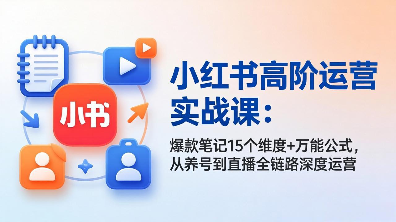 小红书高阶运营实战课:爆款笔记15个维度+万能公式,从养号到直播全链路深度运营-百盟网