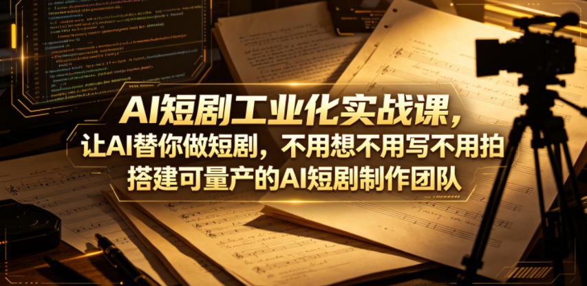 AI短剧工业化实战课,让AI替你做短剧,不用想不用写不用拍,搭建可量产的AI短剧制作团队-百盟网