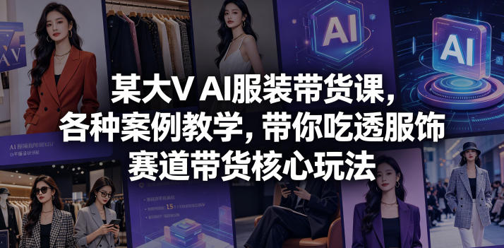 某大V AI服装带货课,各种案例教学,带你吃透服饰赛道带货核心玩法