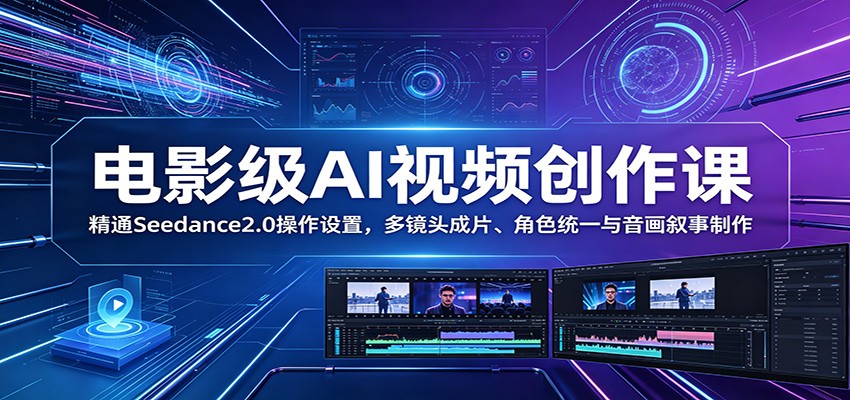 电影级AI视频创作课：精通Seedance2.0操作设置，多镜头成片、角色统一与音画叙事制作-百盟网