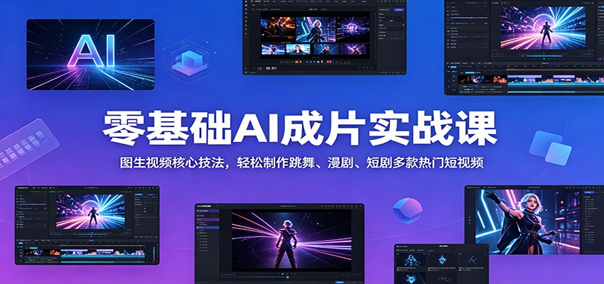 零基础AI成片实战课:图生视频核心技法,轻松制作跳舞、漫剧、短剧多款热门短视频-百盟网