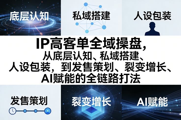 IP高客单全域操盘，从底层认知、私域搭建、人设包装，到发售策划、裂变增长、AI赋能的全链路打法-百盟网