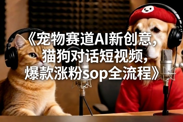 宠物赛道AI新创意，猫狗对话短视频，爆款涨粉sop全流程-百盟网
