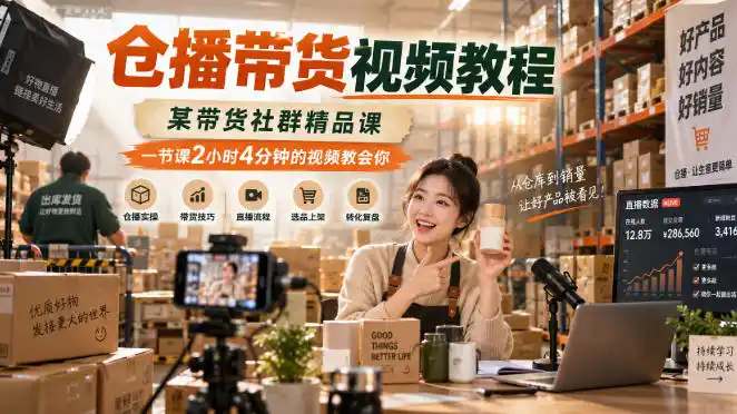 仓播带货视频教程，某带货社群精品课，一节课2小时4分钟的视频教会你-百盟网