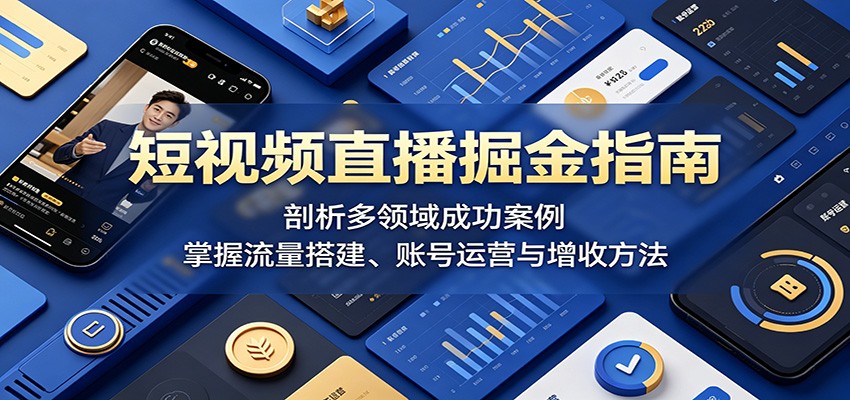 短视频直播掘金指南：剖析多领域成功案例，掌握流量搭建、账号运营与增收方法-百盟网