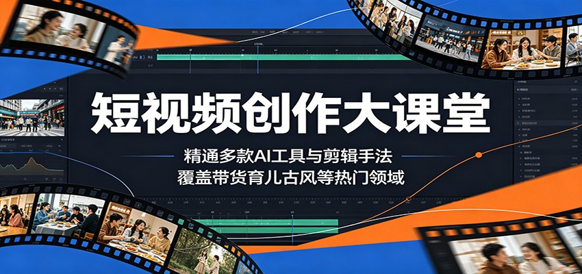短视频创作大课堂:精通多款AI工具与剪辑手法,覆盖带货、育儿、古风等热门领域-百盟网