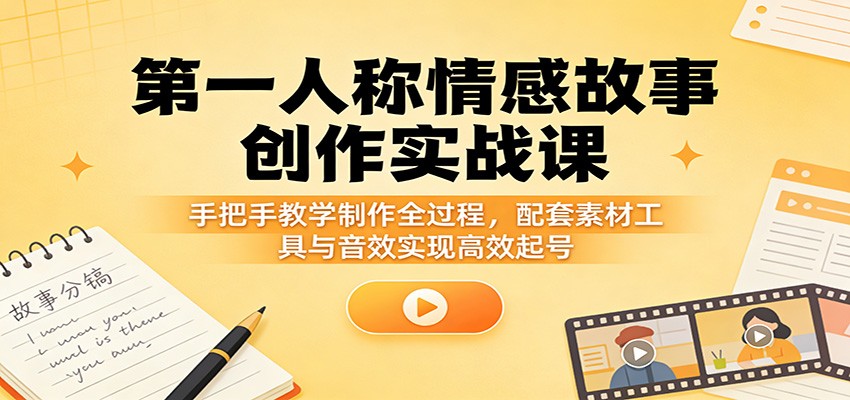 第一人称情感故事创作实战课:手把手教学制作全过程,配套素材工具与音效实现高效起号-百盟网