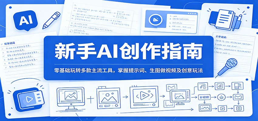 新手AI创作指南：零基础玩转多款主流工具，掌握提示词、生图做视频及创意玩法-百盟网