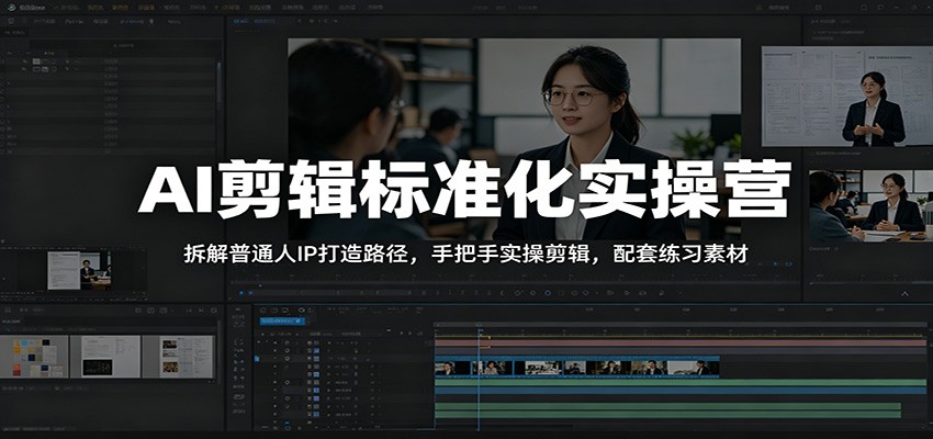 AI剪辑标准化实操营:拆解普通人IP打造路径,手把手实操剪辑,配套练习素材-百盟网