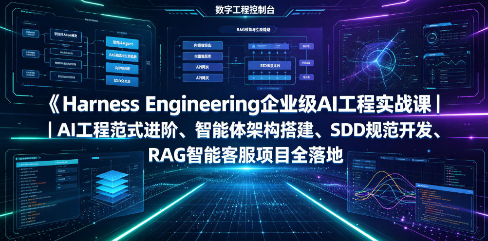 Harness Engineering企业级AI工程实战课｜AI工程范式进阶、智能体架构搭建、SDD规范开发、RAG智能客服项目全落地-百盟网
