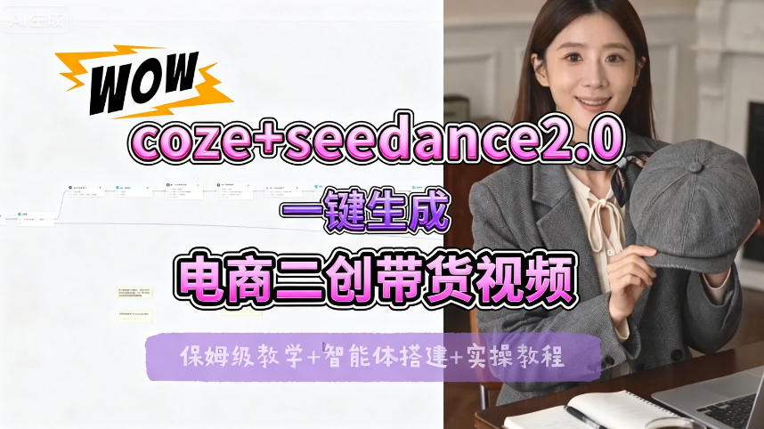 【Coze工作流搭建实操教程】seedance2.0+coze一键生成电商二创带货视频,全流程保姆级教学-百盟网