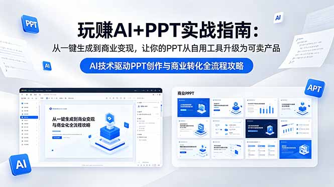 玩赚AI+PPT实战指南-更新5月13:从一键生成到商业变现,让你的PPT从自用工具升级为可卖产品-百盟网