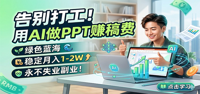 告别打工!用AI做PPT赚稿费,绿色蓝海,稳定月入1-2W,永不失业副业!-百盟网