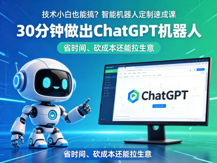 技术小白也能搞？智能机器人定制速成课，30分钟做出ChatGPT机器人，省时间、砍成本还能拉生意-百盟网