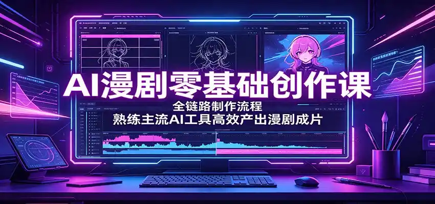 AI漫剧零基础创作课：全链路制作流程，熟练主流AI工具高效产出漫剧成片-百盟网