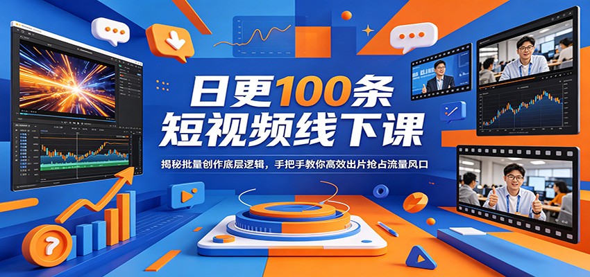 日更100条短视频线下课：揭秘批量创作底层逻辑，手把手教你高效出片抢占流量风口-百盟网