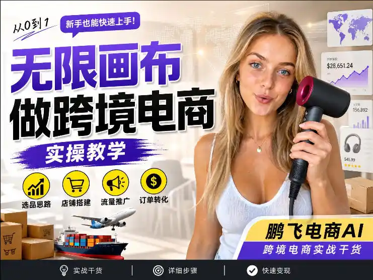 【跨境电商必备】AI无线画布制作商品宣传视频，四步搞定，无线画布工作流，操作简单好上手-百盟网