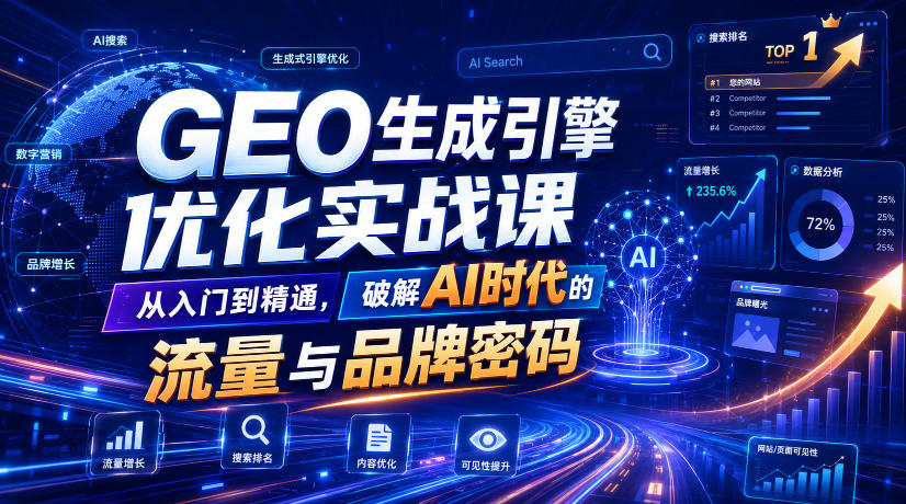 GEO生成引擎优化实战课,从入门到精通,破解AI时代的流量与品牌密码-百盟网