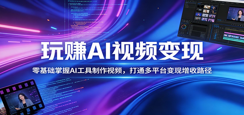 玩赚AI视频变现，零基础掌握AI具制作视频，打通多平台变现增收路径-百盟网