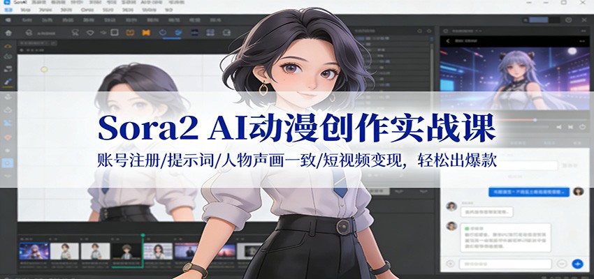 Sora2 AI动漫创作实战课：账号注册/提示词/人物声画一致/短视频变现，轻松出爆款-百盟网