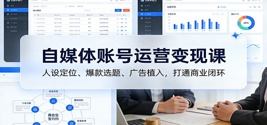 自媒体账号运营变现课：人设定位、爆款选题、广告植入，打通商业闭环-百盟网