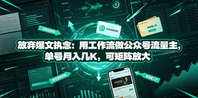 放弃爆文执念：用工作流做公众号流量主，单号月入几K，可矩阵放大-百盟网