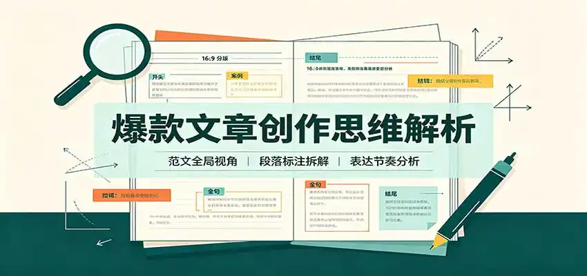 爆款文章创作思维解析：全局视角拆解范文，梳理行文逻辑，搭配真实拆文实操案例-百盟网