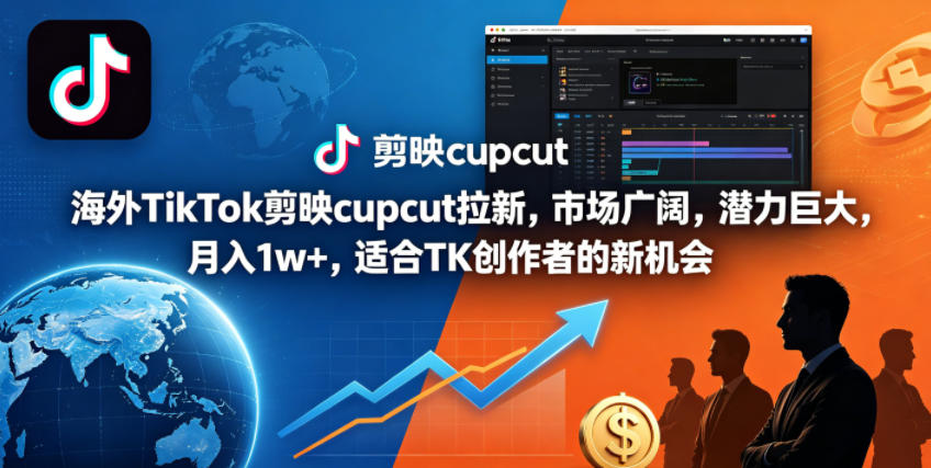 海外TikTok剪映cupcut拉新，市场广阔，潜力巨大，月入1w+，适合TK创作者的新机会