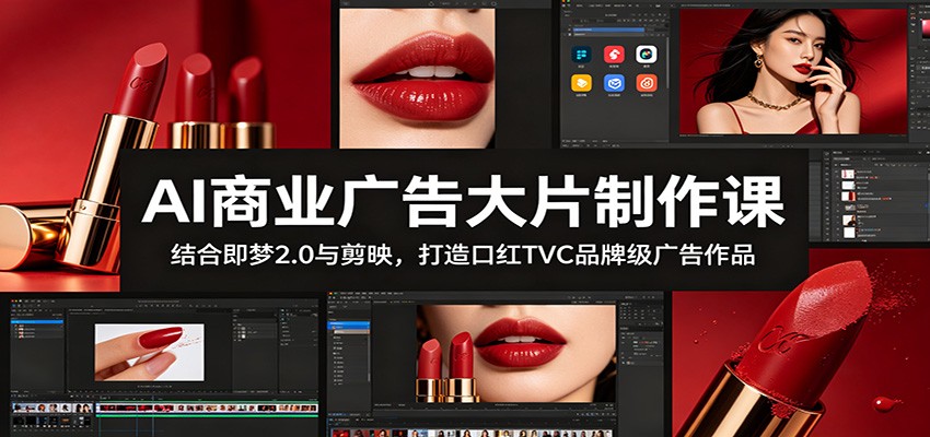 AI商业广告大片制作课:结合即梦2.0与剪映,打造口红TVC品牌级广告作品-百盟网