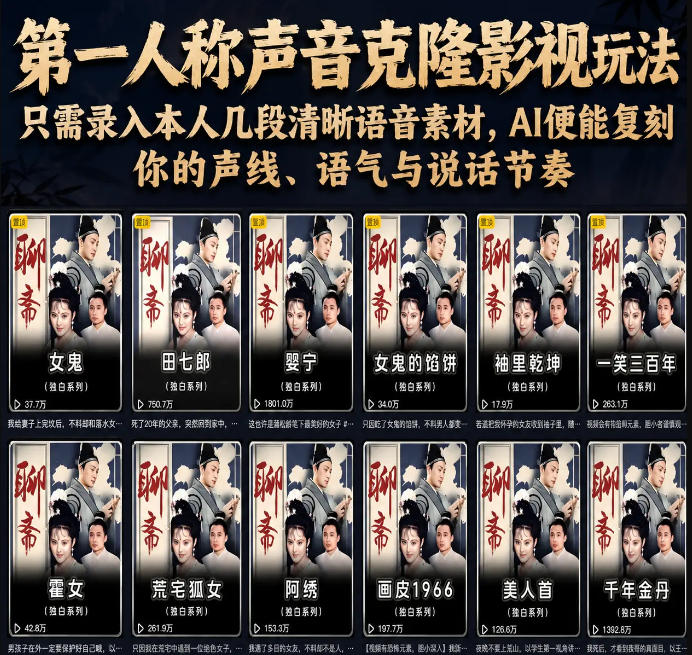 第一人称声音克隆影视玩法，只需录入本人几段清晰语音素材，AI便能复刻你的声线、语气与说话节奏-百盟网