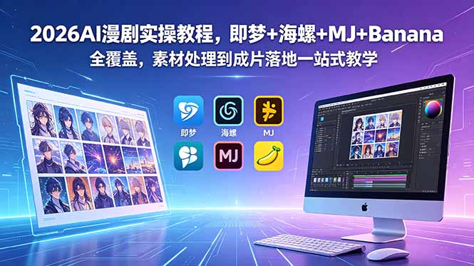 2026AI漫剧实操教程,即梦+海螺+MJ+Banana全覆盖,素材处理到成片落地一站式教学-百盟网