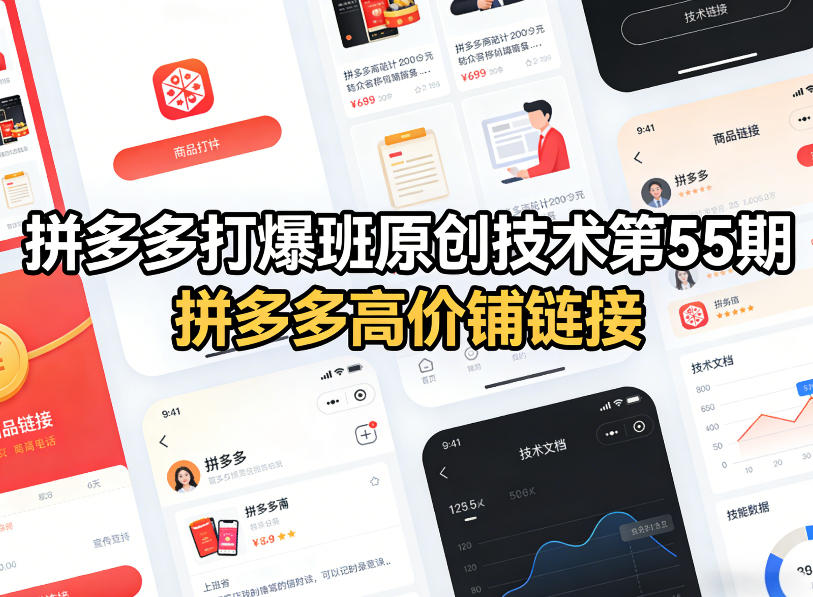 拼多多打爆班原创技术第55期，拼多多高价铺链接-百盟网
