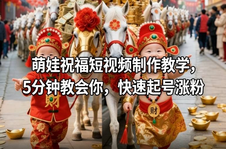 萌娃祝福短视频制作教学，5分钟教会你，快速起号涨粉-百盟网