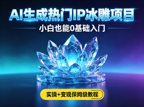 AI生成热门ip冰雕项目，小白也能0基础入门，实操+变现保姆级教程-百盟网