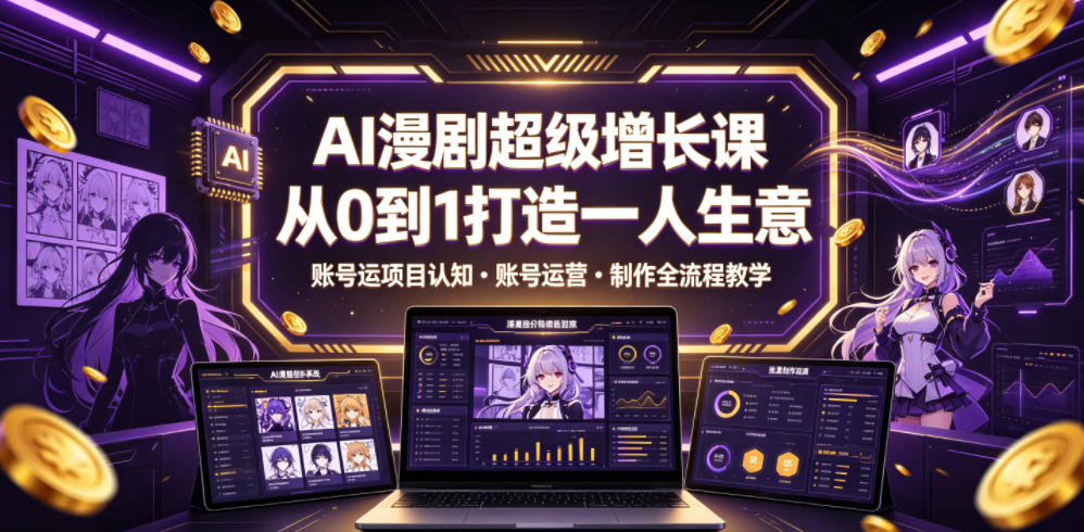 AI漫剧超级增长课，从0到1打造一人生意，项目认知・账号运营・制作全流程教学-百盟网