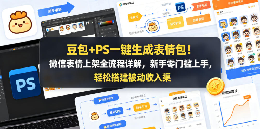 豆包+PS一键生成表情包!微信表情上架全流程详解,新手零门槛上手,轻松搭建被动收入渠道-百盟网