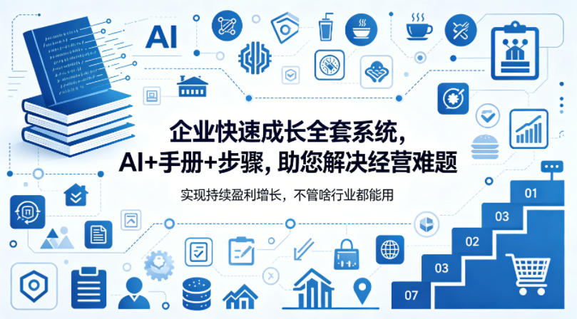 企业快速成长全套系统,AI+手册+步骤,助您解决经营难题,实现持续盈利增长,不管啥行业都能用-百盟网
