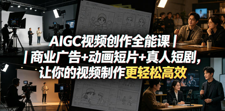 AIGC视频创作全能课｜商业广告+动画短片+真人短剧，让你的视频制作更轻松高效-百盟网