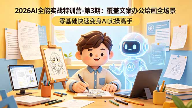2026AI全能实战特训营-第3期:覆盖文案办公绘画全场景 零基础快速变身AI实操高手-百盟网