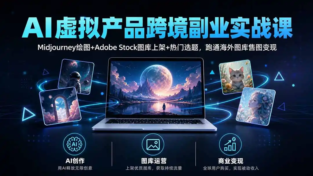 AI虚拟产品跨境副业实战课|Midjourney绘图+Adobe Stock图库上架+热门选题,跑通海外图库售图变现 AI虚拟产品跨境副业实战课|Midjourney绘图+Adobe Stock图库上架+热门选题,跑通海外图库售图变现