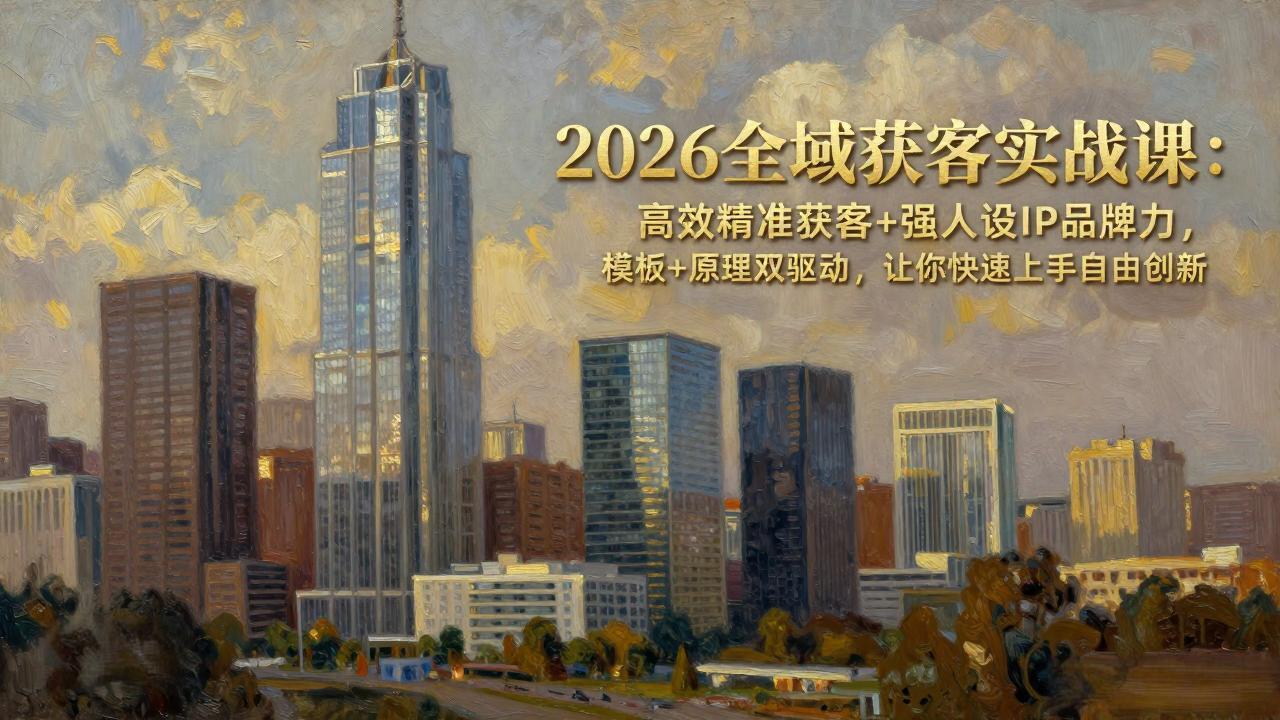 2026全域获客实战课:高效精准获客+强人设IP品牌力,模板+原理双驱动,让你快速上手自由创新-百盟网