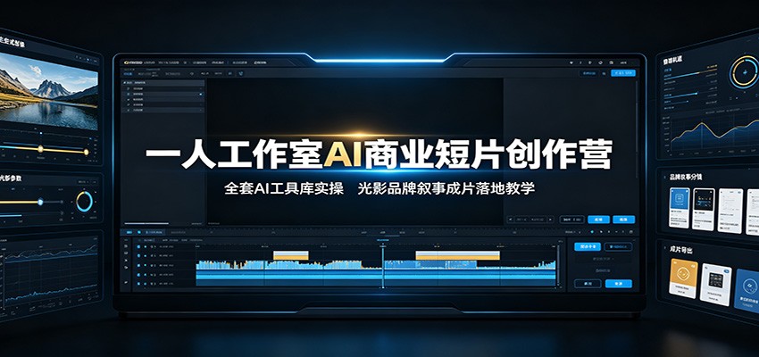 一人工作室AI商业短片创作营:全套AI工具库实操,光影品牌叙事成片落地教学-百盟网