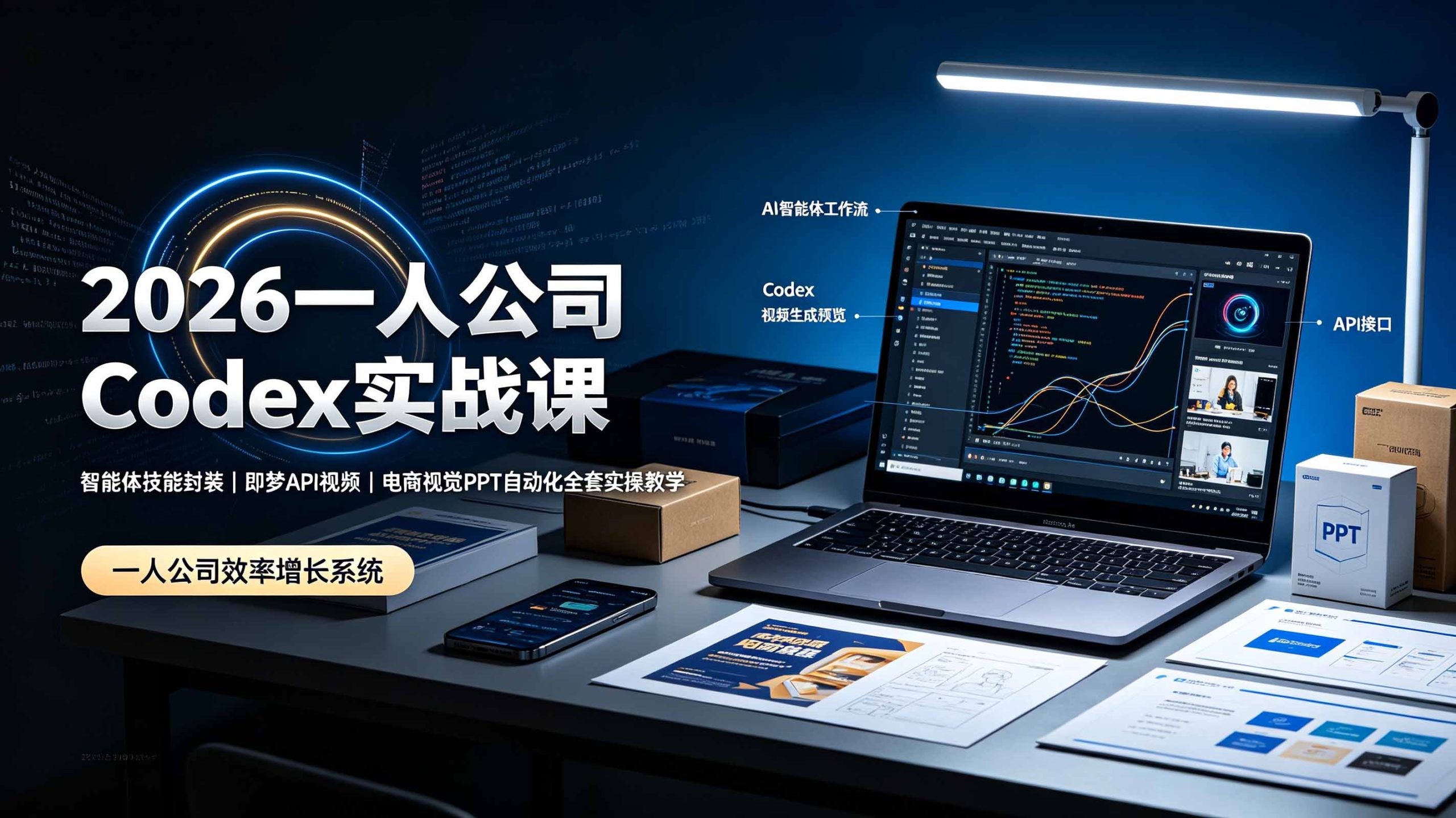 2026一人公司Codex实战课◆智能体技能封装|即梦API视频|电商视觉PPT自动化全套实操教学-百盟网