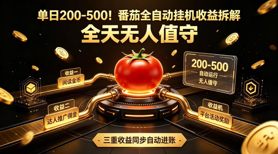 单日200-500!番茄全自动挂G收益拆解,全天无人值守,矩阵操作收益翻倍【揭秘】-百盟网